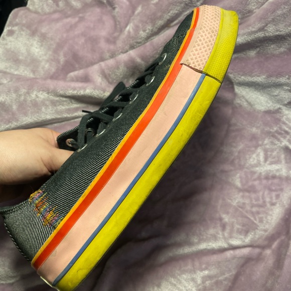 Converse Chuck Taylor Ox Platform Rainbow Sneakers: Black/Charcoal - Picture 7 of 11
